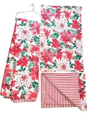 Modern Southern Home Holiday Floral Reversible Quilt Set Red Bedding